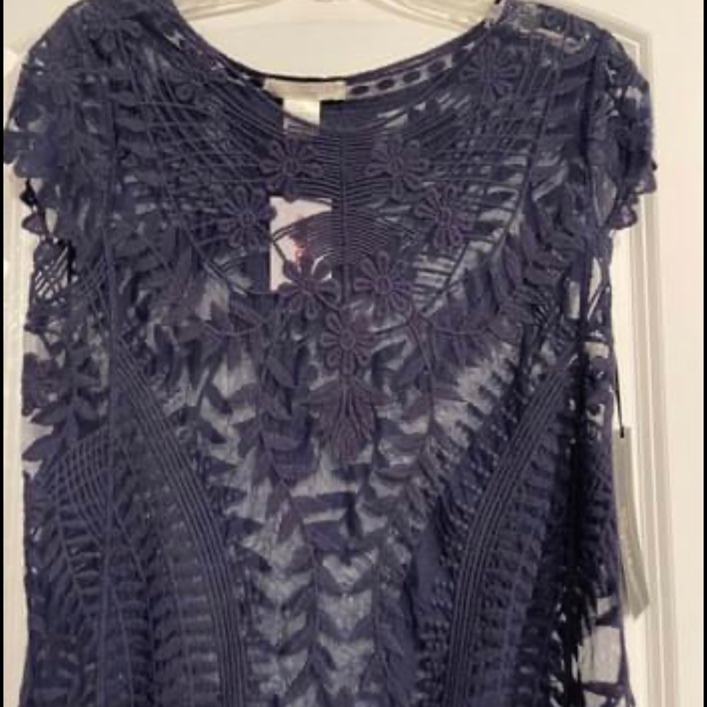 BNWT say what? Blue see through blouse med